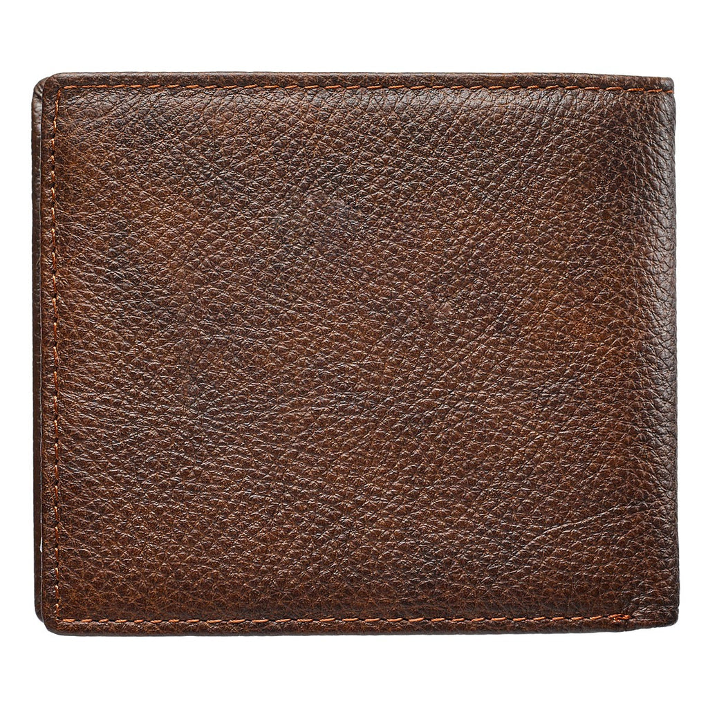 Strong and Courageous Two-tone Brown Full Grain Leather Wallet - Joshua 1:9