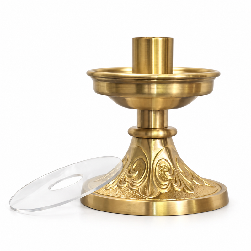 Satin Brass Candlestick – 6 × 7 Inches | Ziegler