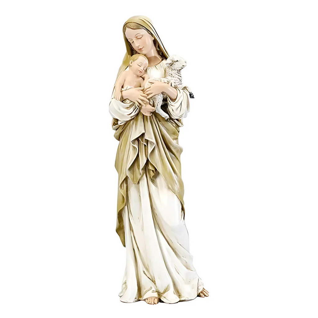 L'innocence Madonna and Child with Lamb Statue 12"H