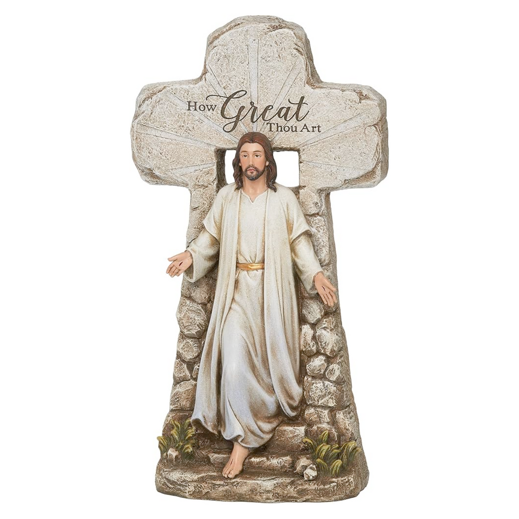 Jesus Rising from Tomb Cross Statue 15.25"H