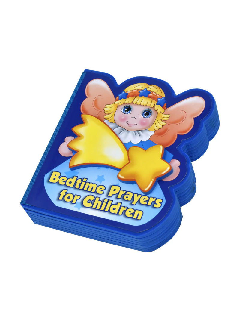 Children's book titled 'Bedtime Prayers for Children' with a cartoon angel on a blue background