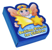 Children's book titled 'Bedtime Prayers for Children' with a cartoon angel on a blue background