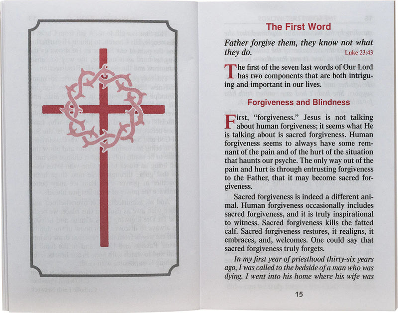Open book with a red cross and text on forgiveness and blindness