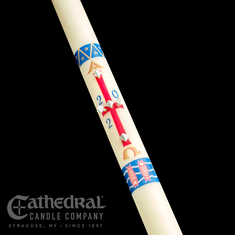 Benedictine Classic 51% beeswax Paschal candle by Cathedral Candle Company