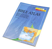 Bible Atlas book cover with map illustration on a white background