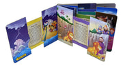 Children's book with colorful illustrations and text on a white background
