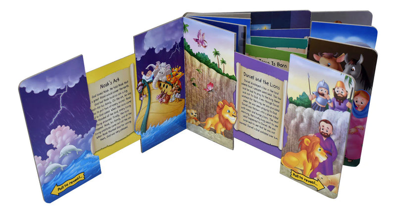 Children's book with colorful illustrations and text on a white background