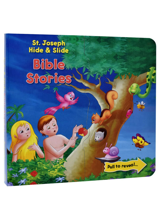 Children's book titled 'St. Joseph Hide & Slide Bible Stories' with colorful illustrations on a white background.