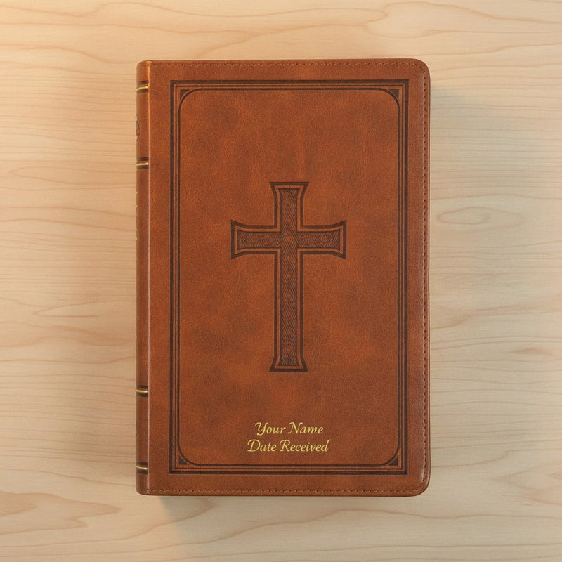KJV Bible - Honey-brown Faux Leather Gift Bible (Personalizable!)