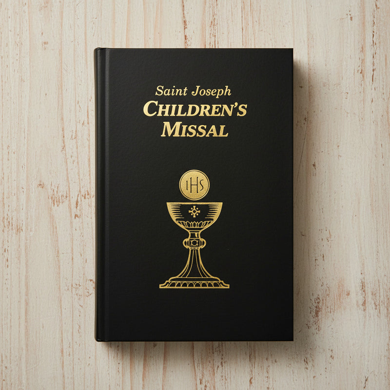 Saint Joseph Children's Missal on a wooden surface