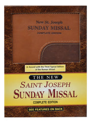 New St. Joseph Sunday Missal Complete Edition packaging with brown leather cover