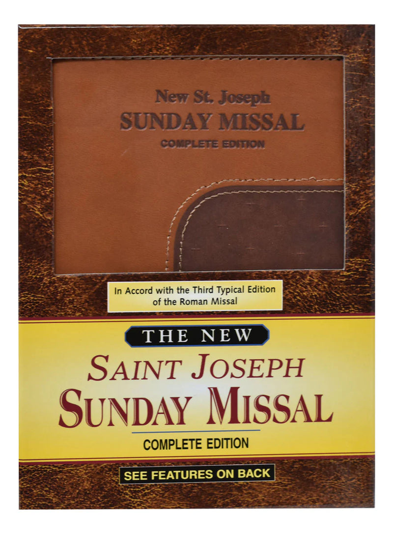 New St. Joseph Sunday Missal Complete Edition packaging with brown leather cover