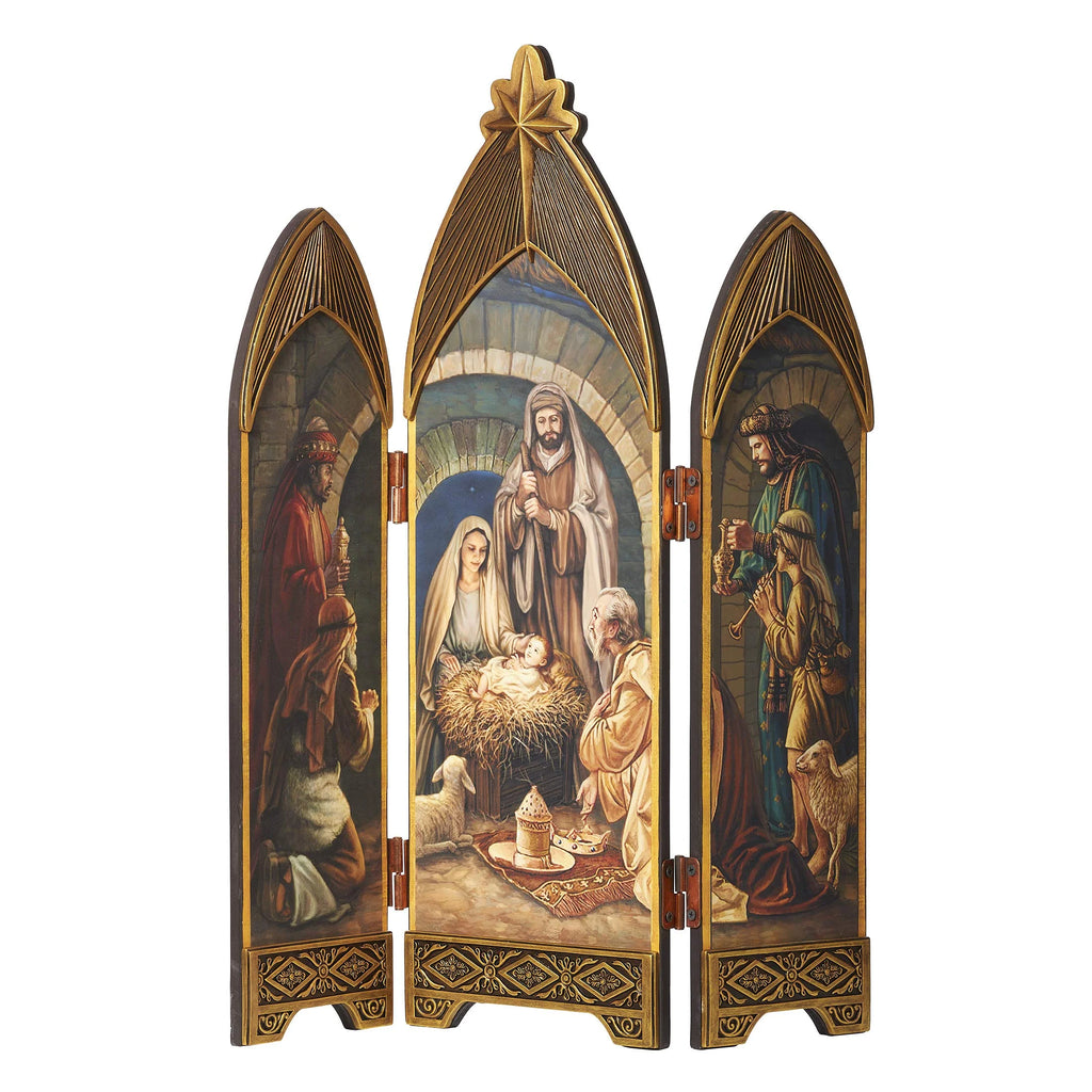 Nativity Triptych with Oil Paint Look 28"H