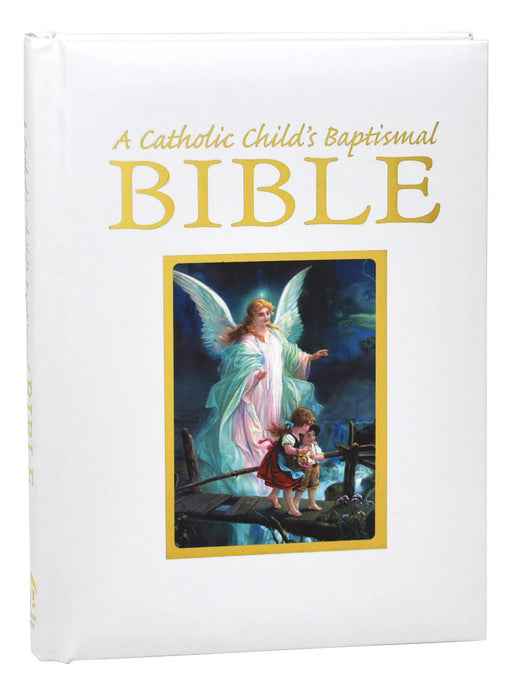 Catholic Child's Baptismal Bible with angel and child illustration on cover