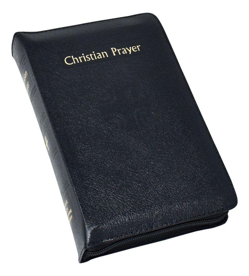 Black prayer book titled 'Christian Prayer' on a white background
