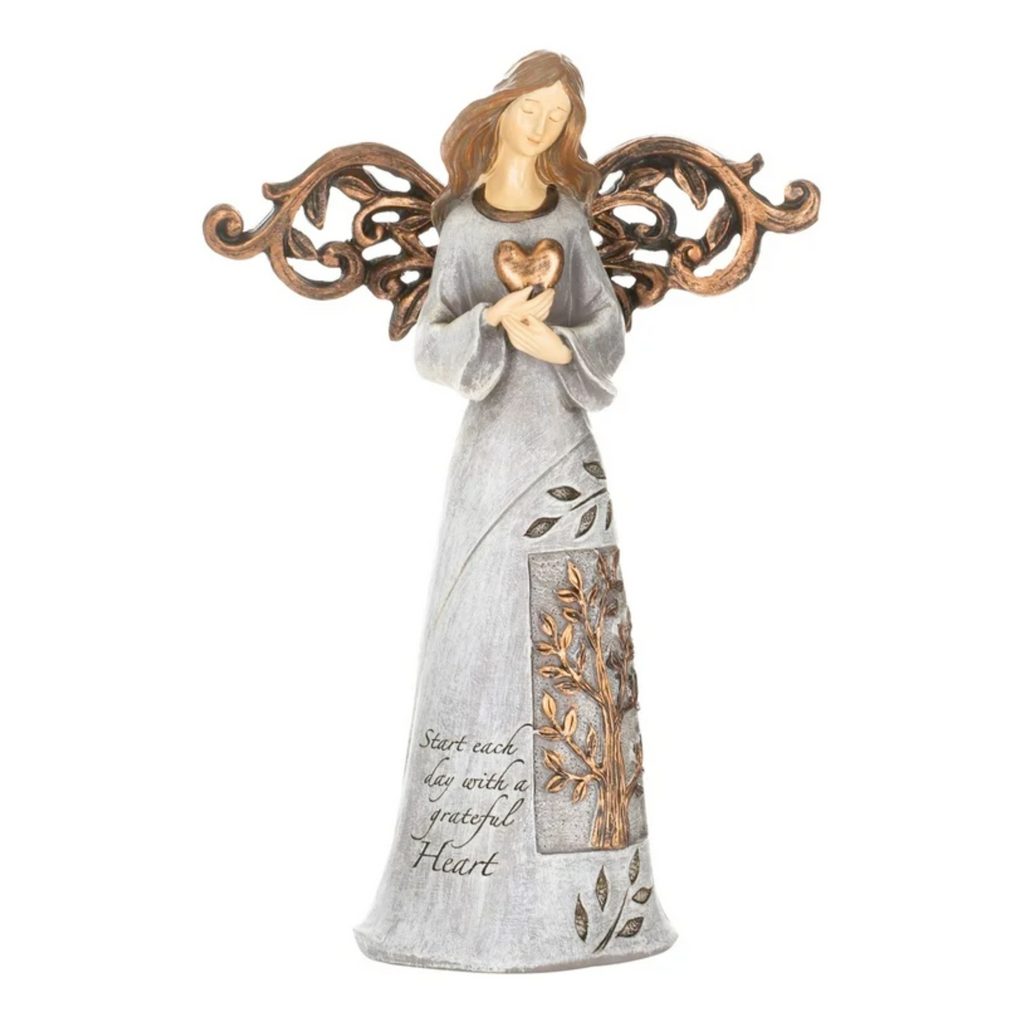 Tree of Life Angel with Heart 9"H