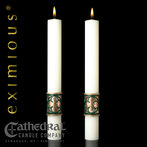 Christus Rex matching complementing altar candle, sold as a pair by Cathedral
