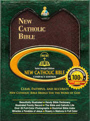New Catholic Bible compact edition with green and brown packaging