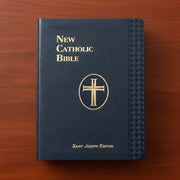 New Catholic Bible Saint Joseph Edition on a wooden surface