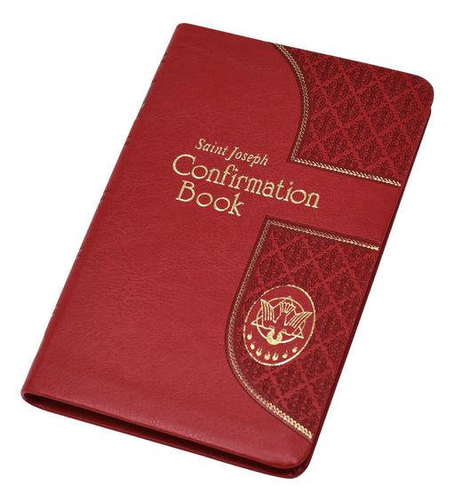 Red Confirmation book with gold text and design on a white background
