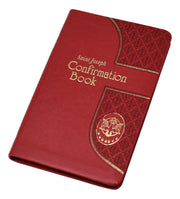 Red Confirmation book with gold text and design on a white background