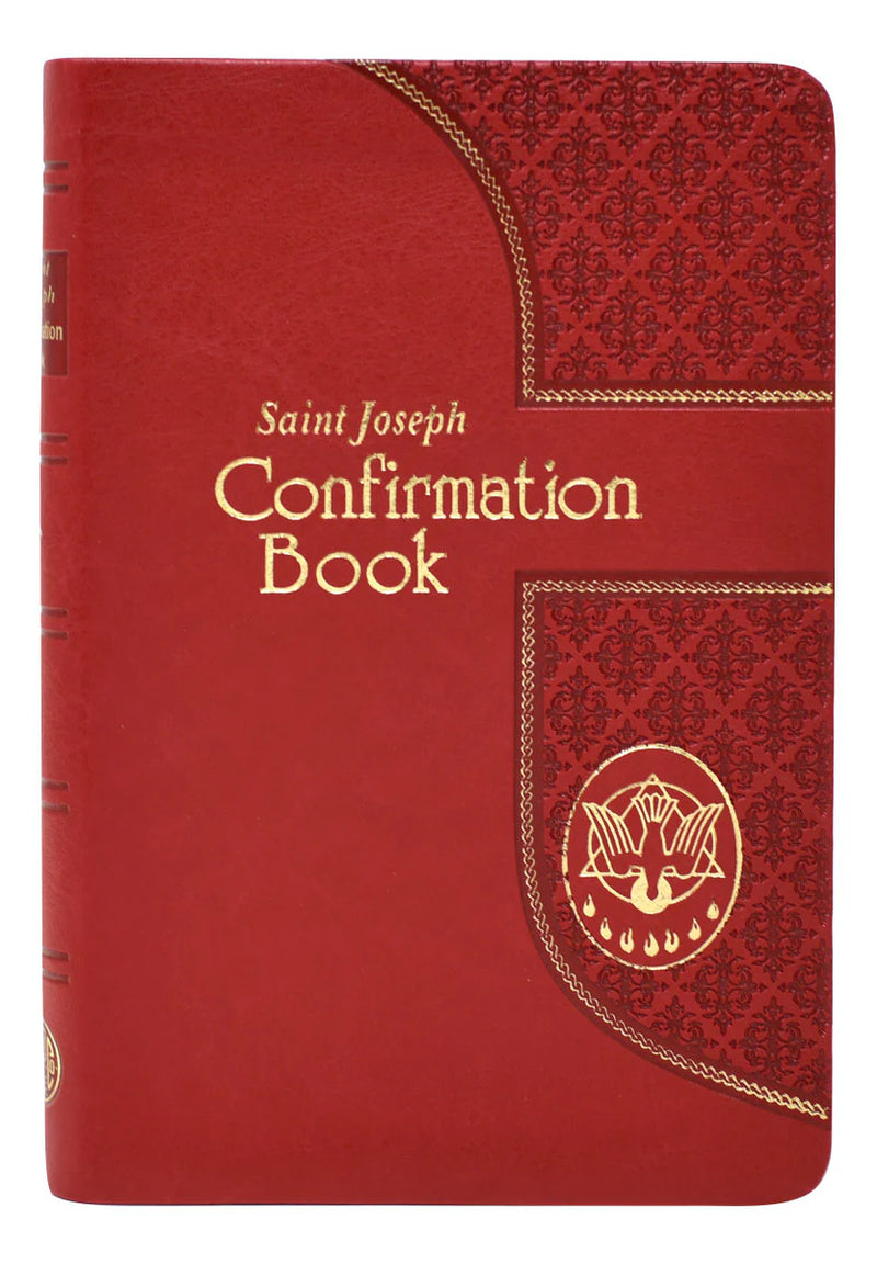 Red Confirmation book with gold text and design on a white background