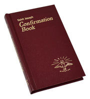Maroon Confirmation book with gold text and design on a white background