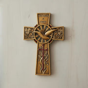 Decorative Confirmation cross wall art with engraved text on a light background