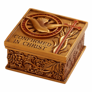 Decorative Confirmation keepsake box with engraved Holy Spirit dove