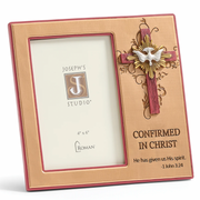 Decorative Confirmation photo frame with cross and dove design, featuring 'Joseph's Studio' and 'Roman' branding.