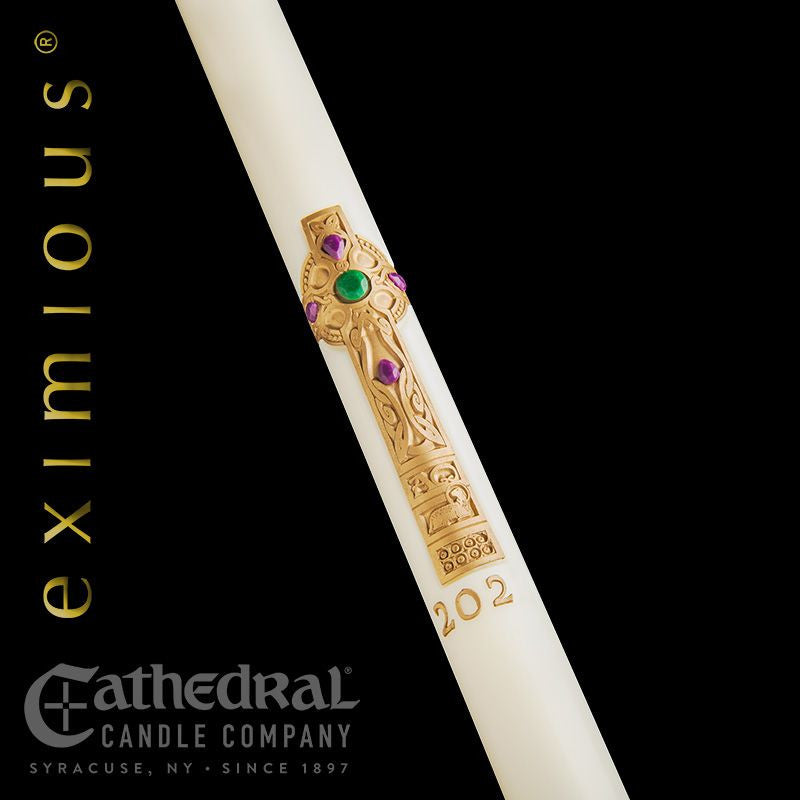 Cross of Erin 51% beeswax Paschal candle by Cathedral