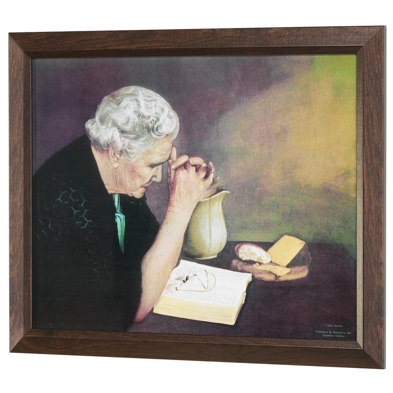 Gratitude Praying Woman Framed Print, Walnut Finish