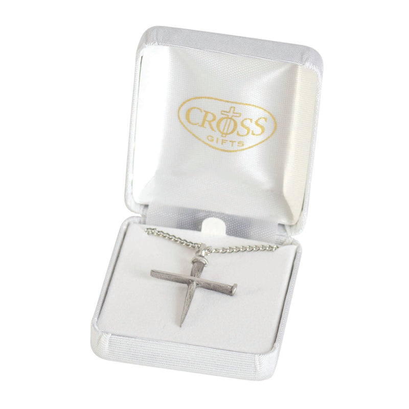 Pewter Nail Cross Necklace with 18″ Chain