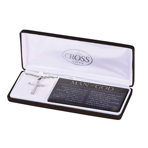 Man of God Stainless Steel Cross Necklace with 24″ Chain