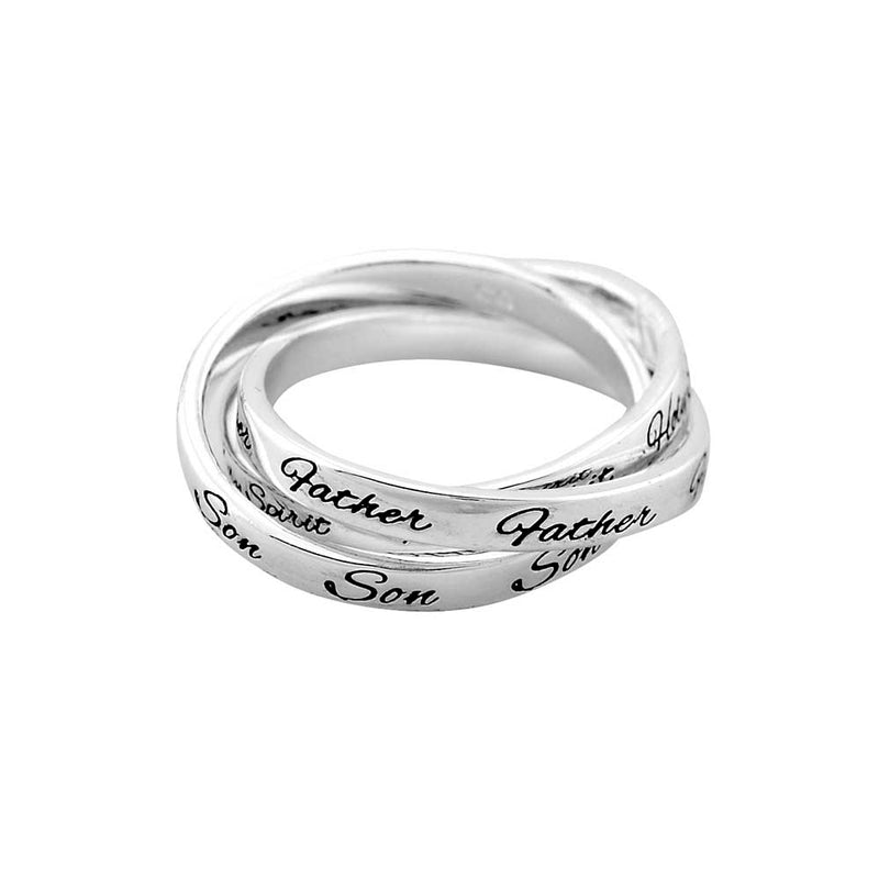 Father, Son and Spirit Triple Ring, Silver Plated, Size 9