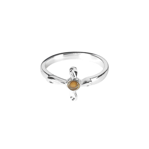 Mustard Seed Petal Cross Ring, Silver Plated, Size 9