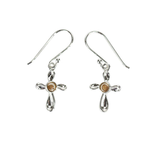 Mustard Seed Petal Cross Earrings with Sterling Silver Wires