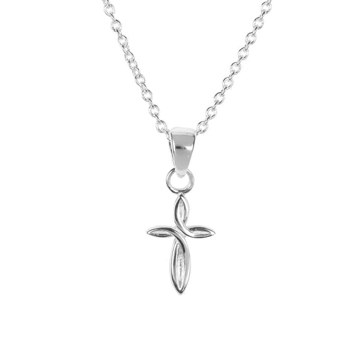 God’s Girl Mini Petal Cross Necklace, Silver Plated, 16″