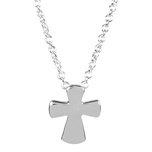 God’s Girl Mini Flared Cross Necklace, Silver Plated, 16″