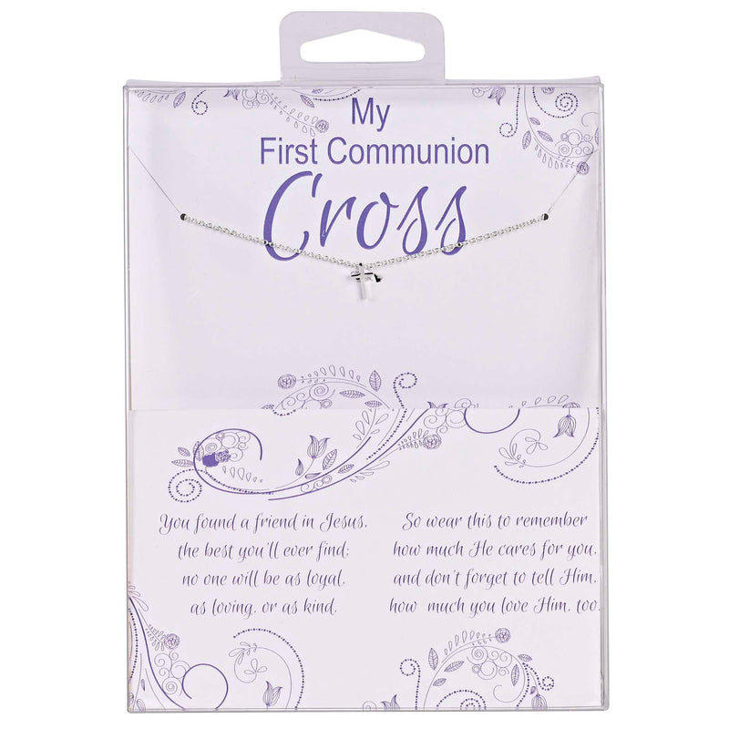 My First Communion Silver-Plated Cross Necklace, 16″