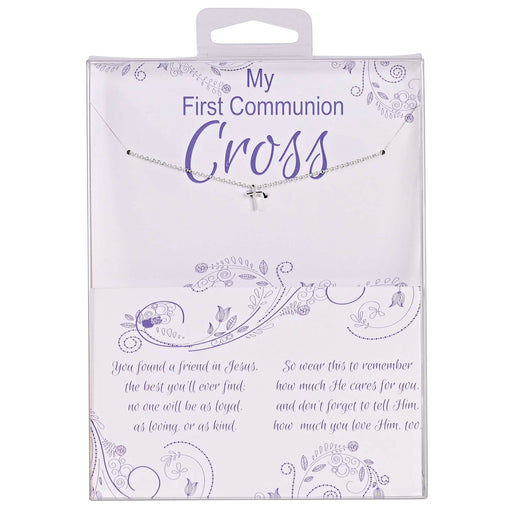 My First Communion Silver-Plated Cross Necklace, 16″