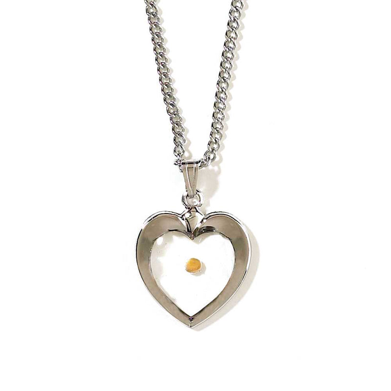 Mustard Seed Heart Necklace, Silver Plated, 18″