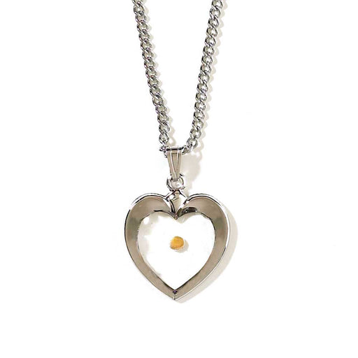 Mustard Seed Heart Necklace, Silver Plated, 18″