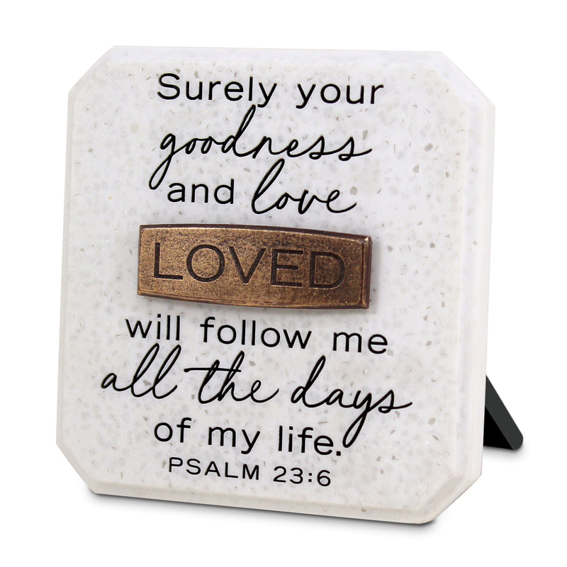 Loved Copper-Accent Cast Stone Tabletop Plaque