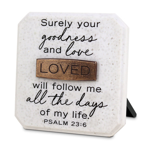 Loved Copper-Accent Cast Stone Tabletop Plaque