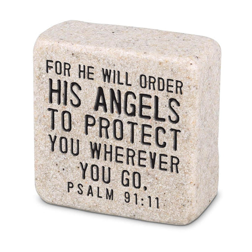 Tabletop Scripture Stone His Angel 2.25H