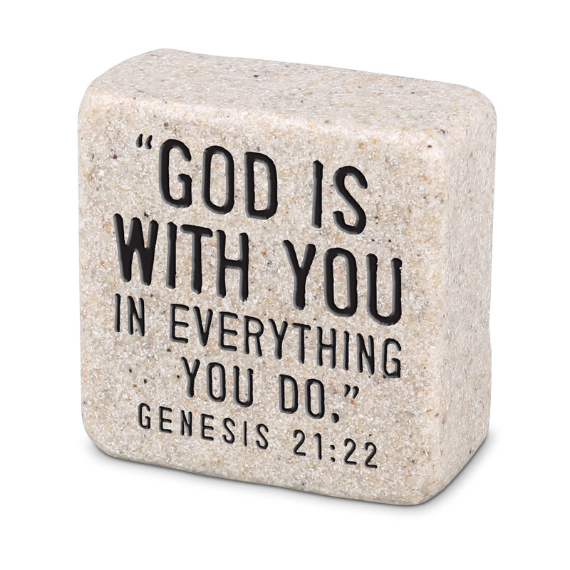 God Is with You Cast Stone Scripture Block