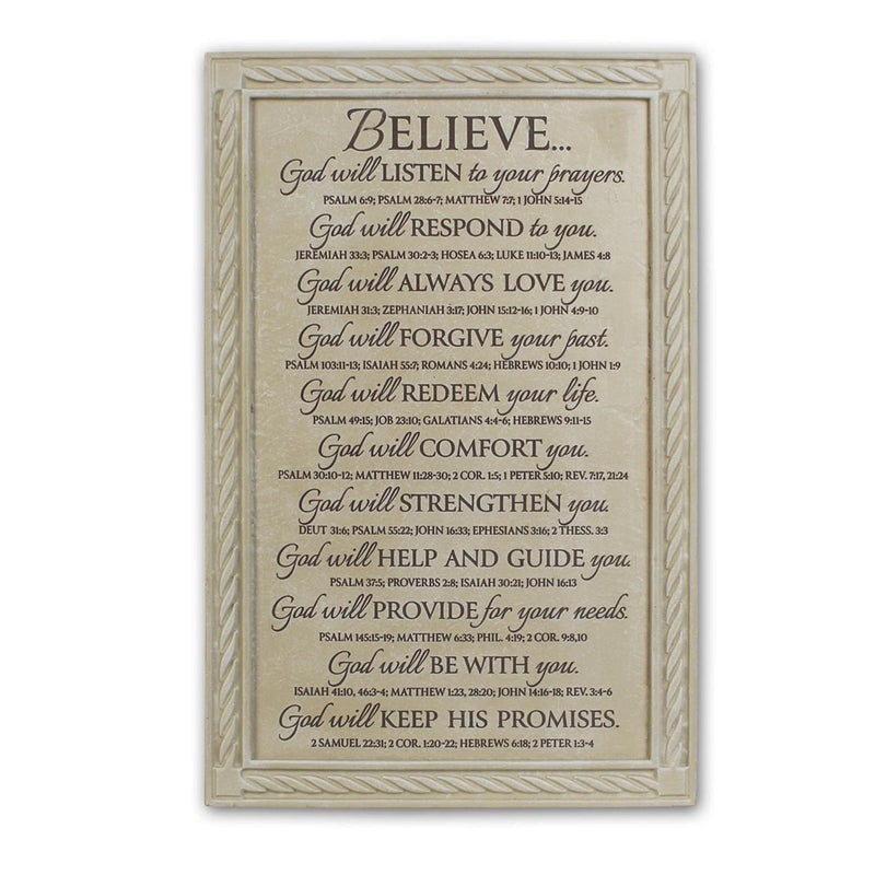 Wall Plaque Word Study Believe 16.75"H