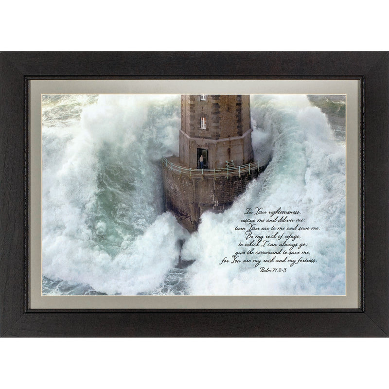 Lighthouse in the Storm Framed Art with Psalm 71