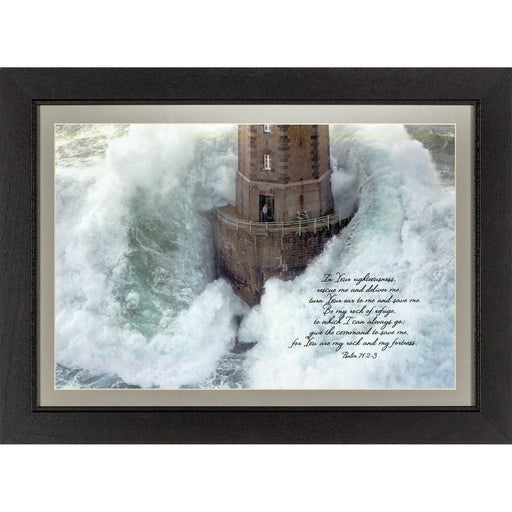 Lighthouse in the Storm Framed Art with Psalm 71